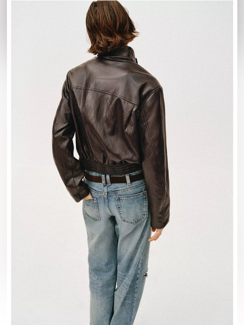 ✨SALE✨ ZARA FAUX LEATHER CROPPED BOMBER JACKET ✨SALE✨ - Picture 5 of 13